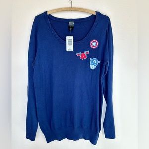 NWT Her Universe Torrid Marvel Captain America scoop neck sweater blue